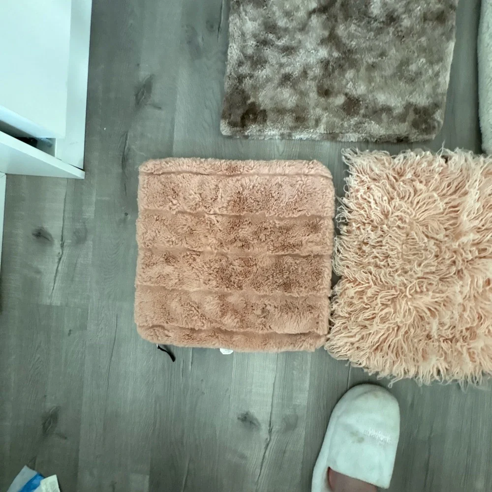 🏡 Set of (5) Plush Shag Throw Pillow Covers in Blush Pink and Taupe